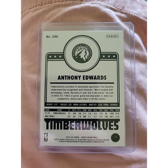 Anthony Edwards 2023-24 Panini Hoops #286 - Minnesota Timberwolves - NBA - Picture 2 of 2